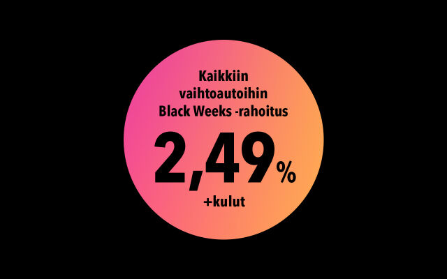 Kaikkiin vaihtoautoihin korko 2,49 % + kulut