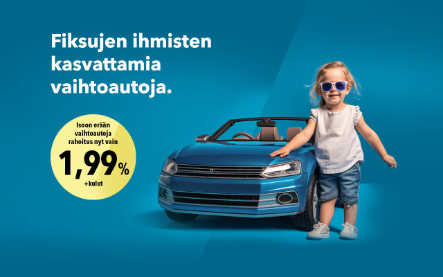 Isoon erään vaihtoautoja korko 1,99 % + kulut