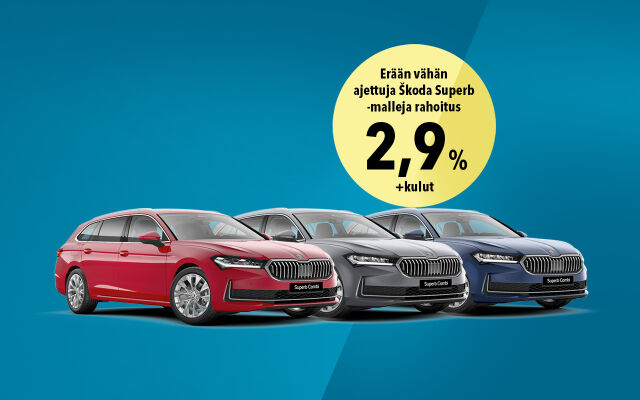 Erä vähän ajettuja Škoda-malleja nyt 29900 €