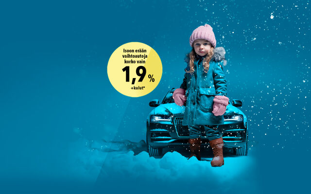 Nyt 1,9 % + kulut isoon erään vaihtoautoja 