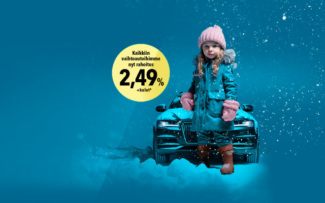 Kaikkiin vaihtoautoihimme korko 2,49 % + kulut